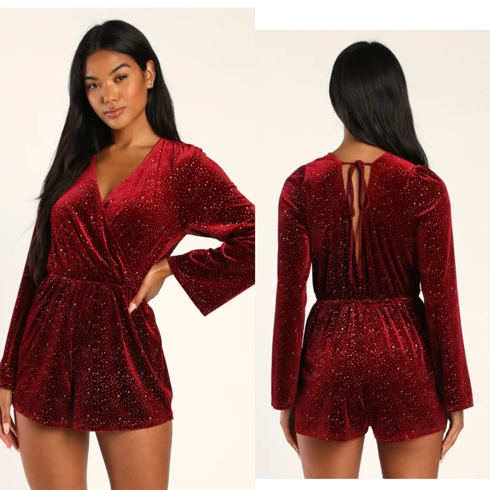 Lulus Starry sparkly Velvet romper size M